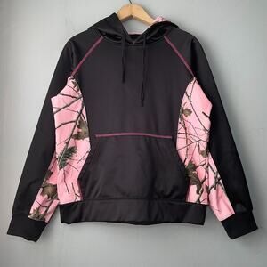 Trail Crest Sweatshirt Size Medium Hooded Pink Camouflage Fleece Lined Thermal